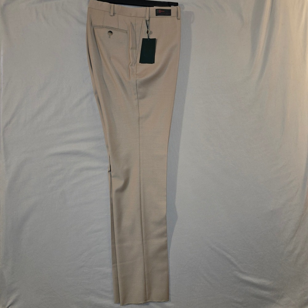 Ted Baker Joey Dress Pants 40R Mens Tan 100% Wool Flat Front NOJ9350X NEW